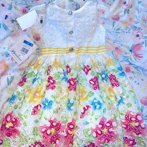 NWT 🏷 Bonnie Baby 2 Pc Lace Dress Crystal Buttons